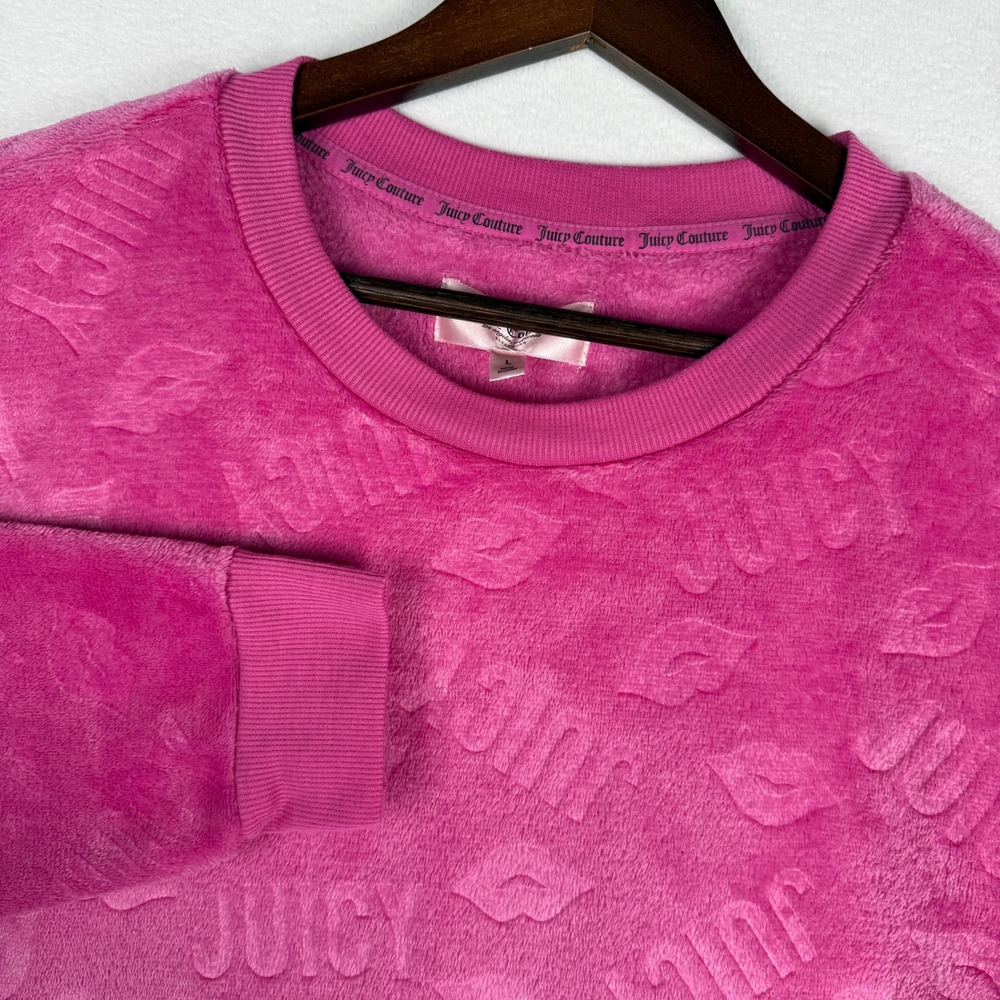Juicy Couture Sleepwear Top Womens Large Pink Velour Pajama Pullover‎ Sweatshirt